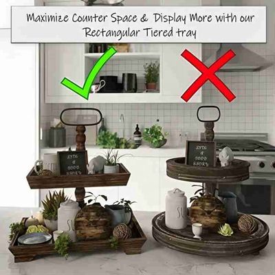 Customization Farmhouse Wooden 2 Tier Tray Stand for Serving Food Fruits Cupcakes Square Tier at Restaurant Home Cake