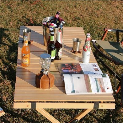 Outdoor Solid Wood Egg Roll Picnic Dining Table for Easy Assembly and Cleaning