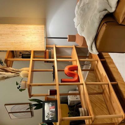 Living Room Solid Wood Bookshelf Beech Wood Minimalist Wooden Bookcase with Shelves Foldable