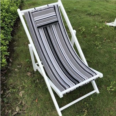 General Outdoor Furniture Modern Design Adjustable Height Foldable Wooden Beach Chair with Pillow in Multi-color