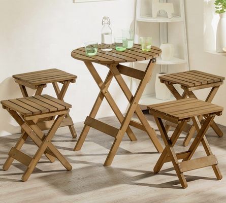 Portable Bamboo Wooden Picnic Wine Tray With Folding Legs Light Luxury Nordic Balcony Low Table For Outdoor Entertaining