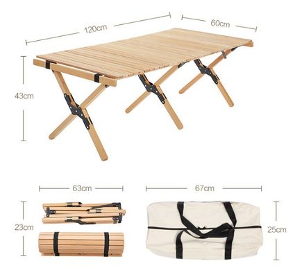 Competitive Cake Roll Folding Wood Tables Carrying Outdoor Leisure Table Wooden Furniture General for Luxury Modern Style