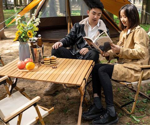 Competitive Cake Roll Folding Wood Tables Carrying Outdoor Leisure Table Wooden Furniture General for Luxury Modern Style