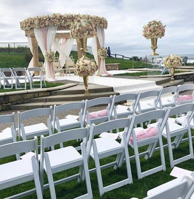Home Office Portable Folding Stackable Chair for Wedding Events Wood PP Material