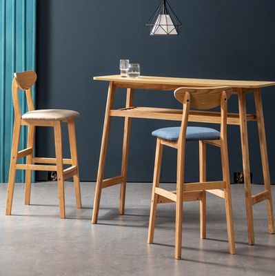 Contemporary Design Style Wooden Bar Chair Stools for High Table in Living Room