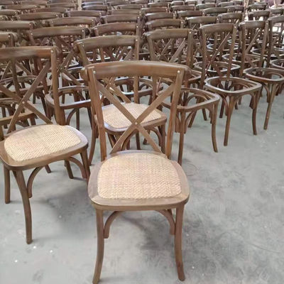 Professional Stackable X Back Rattan Dining Chair French Accent Wood Chair for Wedding Event Party in Customized Colors