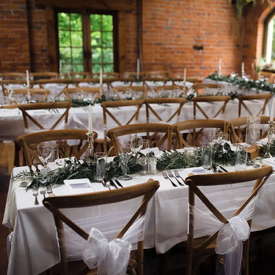 Professional Stackable X Back Rattan Dining Chair French Accent Wood Chair for Wedding Event Party in Customized Colors