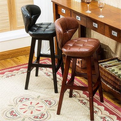 Mail packing Y Modern Antique Upholstered Wooden Bar Chair Stools Leather High Chair for Bar Table at Affordable