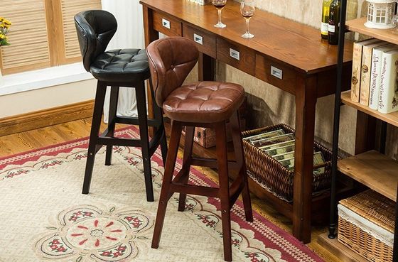 Mail packing Y Modern Antique Upholstered Wooden Bar Chair Stools Leather High Chair for Bar Table at Affordable
