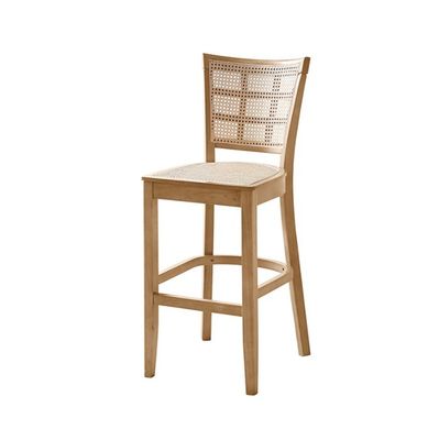Custom Kitchen Bar Chair Solid Wood Leg Cane Counter Stool 43cm*43cm*109cm Weight Limit 100KG