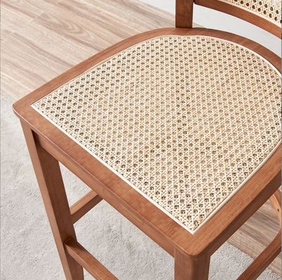 Custom Kitchen Bar Chair Solid Wood Leg Cane Counter Stool 43cm*43cm*109cm Weight Limit 100KG