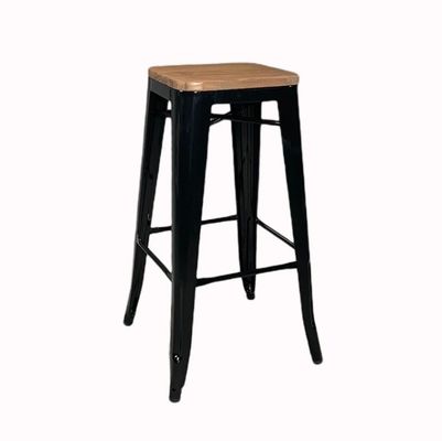 Antique Metal Bar Chair Stools Wooden Top High Chair for Bar Table in Kitchen and Dining Room