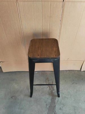 Antique Metal Bar Chair Stools Wooden Top High Chair for Bar Table in Kitchen and Dining Room