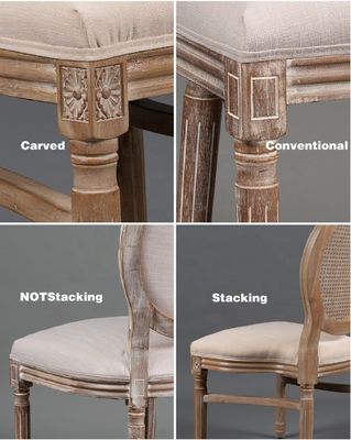 Dinning Banquet Event French Style Rattan Back Solid Wood Louis Chair Stackable Chairs Antique Wooden Chair Modern 100