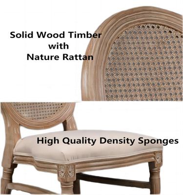 Dinning Banquet Event French Style Rattan Back Solid Wood Louis Chair Stackable Chairs Antique Wooden Chair Modern 100