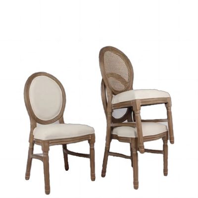 Dinning Banquet Event French Style Rattan Back Solid Wood Louis Chair Stackable Chairs Antique Wooden Chair Modern 100