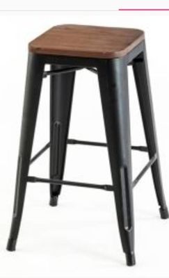 Antique Metal Bar Chair Stools Wooden Top High Chair for Bar Table in Kitchen and Dining Room