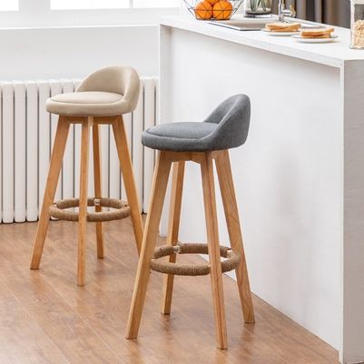 Commercial Furniture Modern High Bar Stool with Solid Wood Frame and Fabric Seat