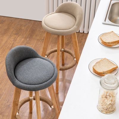 Commercial Furniture Modern High Bar Stool with Solid Wood Frame and Fabric Seat