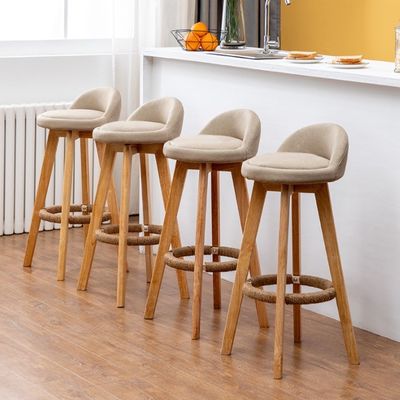 Commercial Furniture Modern High Bar Stool with Solid Wood Frame and Fabric Seat