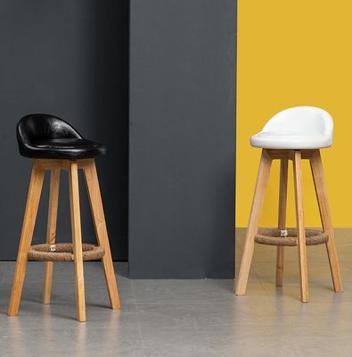 Commercial Furniture Modern High Bar Stool with Solid Wood Frame and Fabric Seat