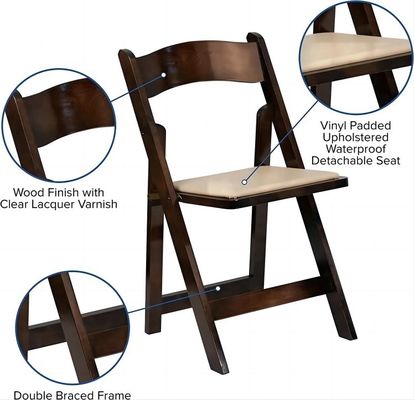 Hotel Event Usage Wooden Folding Chairs for Wedding Popular Colors White Hotel Banquet Dining