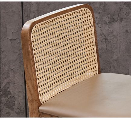 PU/Fabric Sponge Seat Nordic Upholstered Bar Stool Wood Chair Rattan Chair for Modern Bar