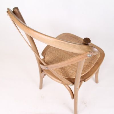 Modern Style D50*W42*H89CM Stackable Solid Wood X Cross Back Chair with Rattan Cushion for Outdoor Wedding Reception