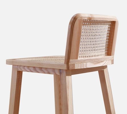 W46*D46*H93cm Bar Furniture Nordic Rattan Chair High Legs Chair Bar Stool Wood Chair for Bar