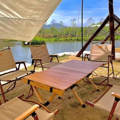 Natural Wood Dining Room Furniture Modern Designs Folding Set of Solid Farm Tables and Chairs for Special Events