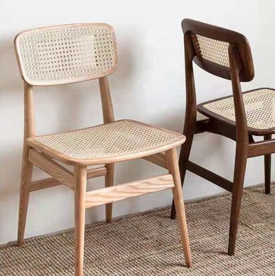 Modern Design Nordic Style Solid Wood Rattan Seat Chair OEM Service