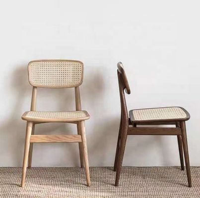 Modern Design Nordic Style Solid Wood Rattan Seat Chair OEM Service