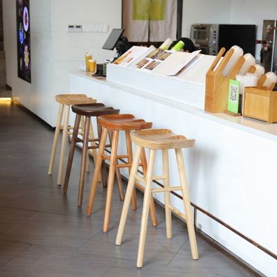 Modern Bar Chair Dining Restaurant Kitchen Nordic Hotel Counter Stool Solid Wood Customizable Color for Specific