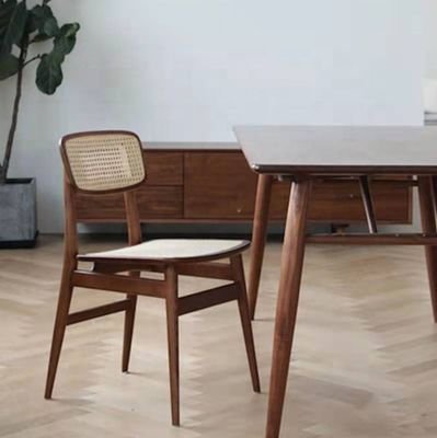 Modern Design Nordic Style Solid Wood Rattan Seat Chair OEM Service