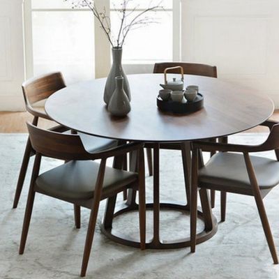 Modern Dining Room Furniture Walnut Solid Wood Frame Round Dining Table with Unique Design Nordic Design