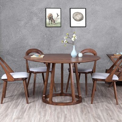 Modern Dining Room Furniture Walnut Solid Wood Frame Round Dining Table with Unique Design Nordic Design