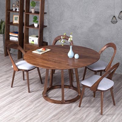 Modern Dining Room Furniture Walnut Solid Wood Frame Round Dining Table with Unique Design Nordic Design