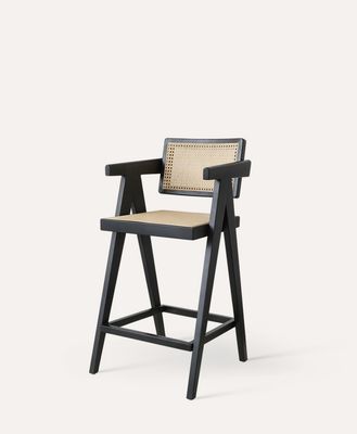 Upgrade Your Home Bar with Bar Chair featuring Solid Wood Frame and Rattan Armrest