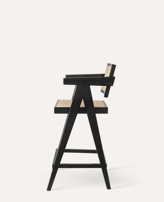 Upgrade Your Home Bar with Bar Chair featuring Solid Wood Frame and Rattan Armrest