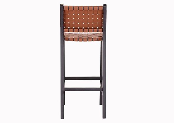 Modern Style High Solid Wood Bar Chair for Nordic Fashion Bistro Saddle Leather