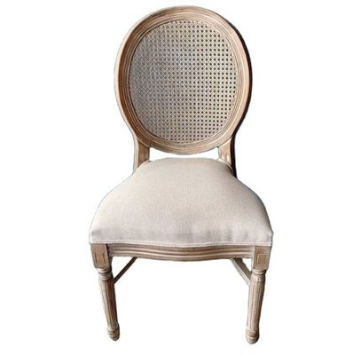 French Vintage Style Wood Dining Fabric Wood Stackable Wedding Wooden Chair with Nitrolacquer Finish Sturdy and Durable