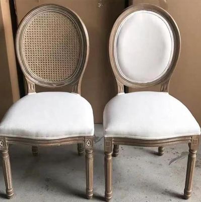 French Vintage Style Wood Dining Fabric Wood Stackable Wedding Wooden Chair with Nitrolacquer Finish Sturdy and Durable