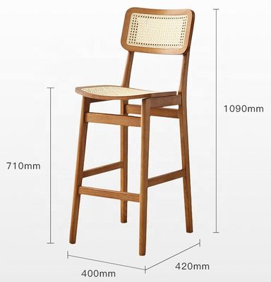 Modern Customized Hotel Dining Room Rattan Furniture Solid Wood High Back Bar Chair for Sophisticated Dining Experience