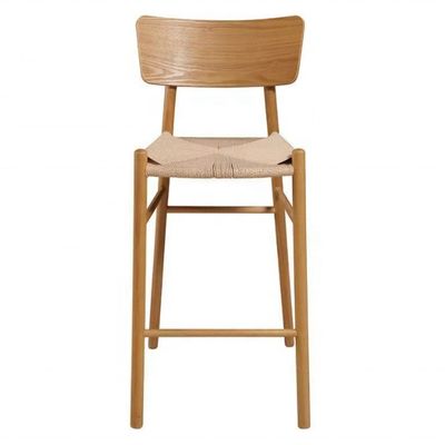 Solid Wood Nordic High Chair with Natural Rope Backrest and Weight Limit of 250kg for Comfortable Seating Experience