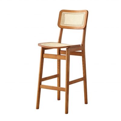 Solid Wood Nordic High Chair with Natural Rope Backrest and Weight Limit of 250kg for Comfortable Seating Experience