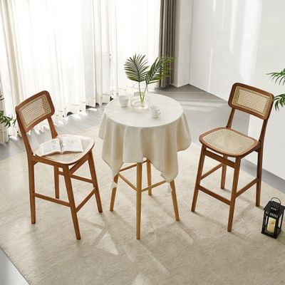 Solid Wood Nordic High Chair with Natural Rope Backrest and Weight Limit of 250kg for Comfortable Seating Experience