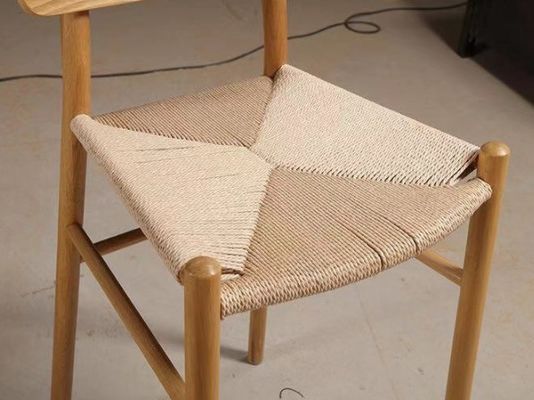 Solid Wood Nordic High Chair with Natural Rope Backrest and Weight Limit of 250kg for Comfortable Seating Experience