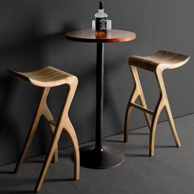 Customized high bar chair made of solid wood suitable for various bar or kitchen settings