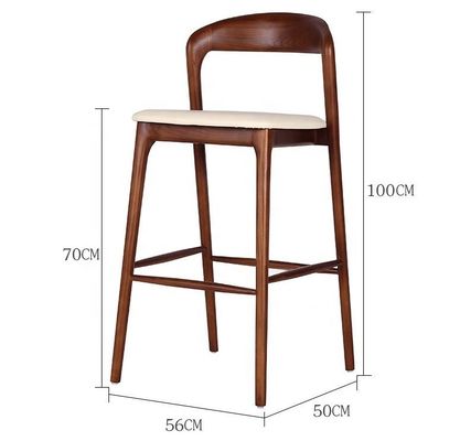 Modern Italian Solid Wood Dining Bar Stool High Chair Bistro Bar Chair with End Craftsmanship