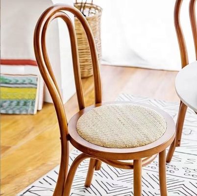 Solid Wood Retro Curved Backrest Rattan Seat Dining Chair in Black/White/Walnut/Light Walnut Color for Home Furniture
